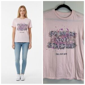 Fall Out Boy Pink Graphic T-Shirt Women’s M Concert Festival Band Tee Rocker Pop